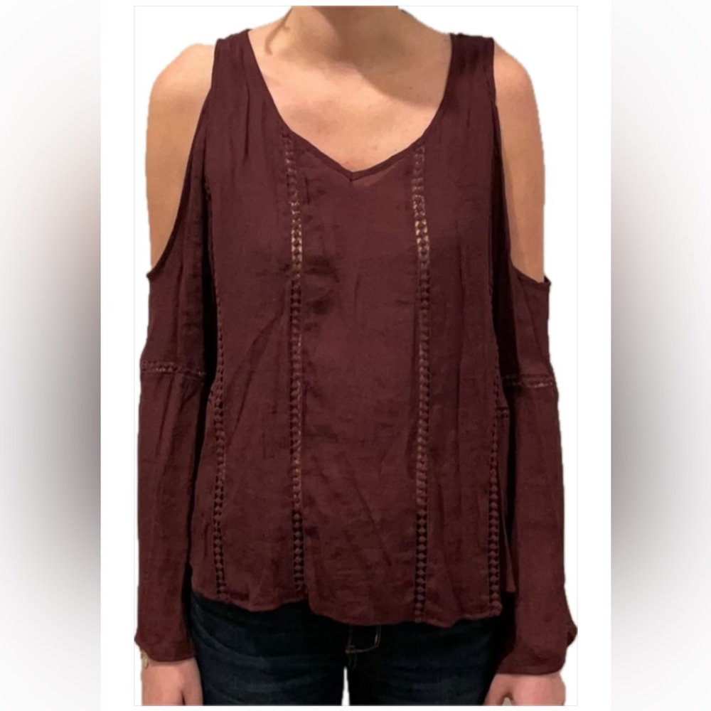 Contempo Maroon Open Shoulder Top